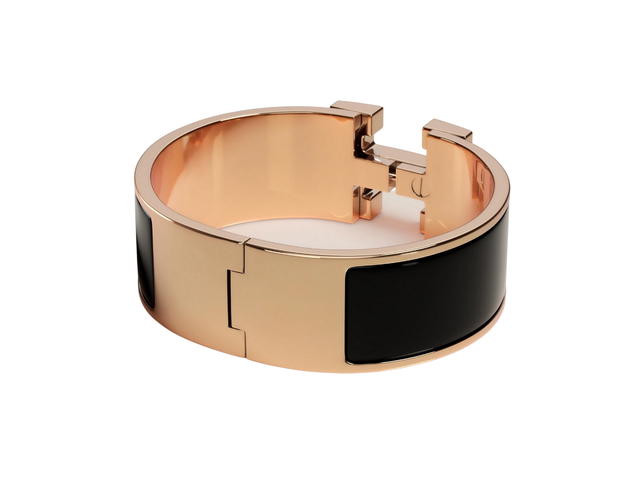 Hermes Hermes Clic Clac H Bracelet In Enamel With Rose Gold-Plated Hardware Noir - view 2