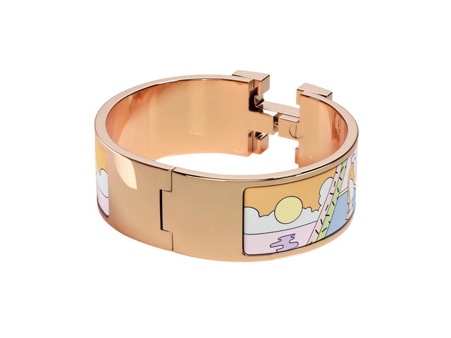 Hermes Hermes Clic Clac H Bracelet In Hermès Factory Printed Enamel With Rose Gold-Plated Hardware Hypno - view 2
