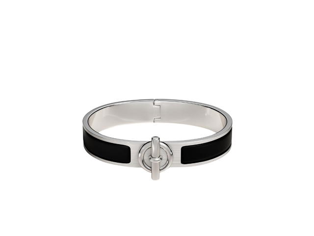 Hermes Hermes Clic Glenan Bracelet In Plain Enamel With Brushed Palladium Plate Noir Mat - view 1