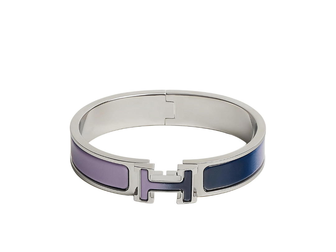 Hermes Hermes Clic H Bracelet Fusion In Enamel With Palladium Plated Hardware Lilas Ultramarine