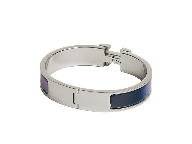 Hermes Hermes Clic H Bracelet Fusion In Enamel With Palladium Plated Hardware Lilas Ultramarine - view 2