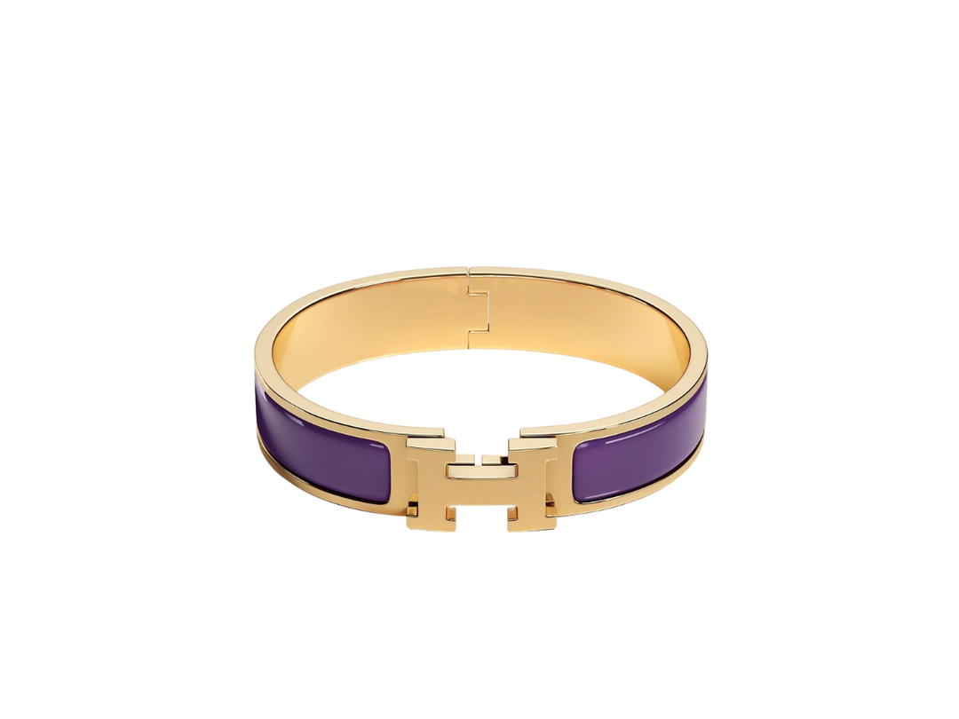 Hermes Hermes Clic H Bracelet In Enamel With Gold-Plated Hardware Anémone Iris