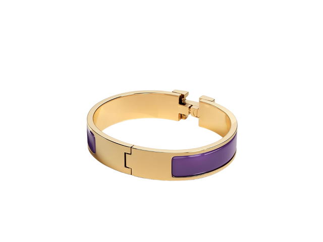 Hermes Hermes Clic H Bracelet In Enamel With Gold-Plated Hardware Anémone Iris - view 2