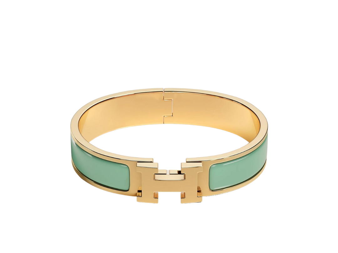 Hermes Hermes Clic H Bracelet In Enamel With Gold-Plated Hardware Aqua