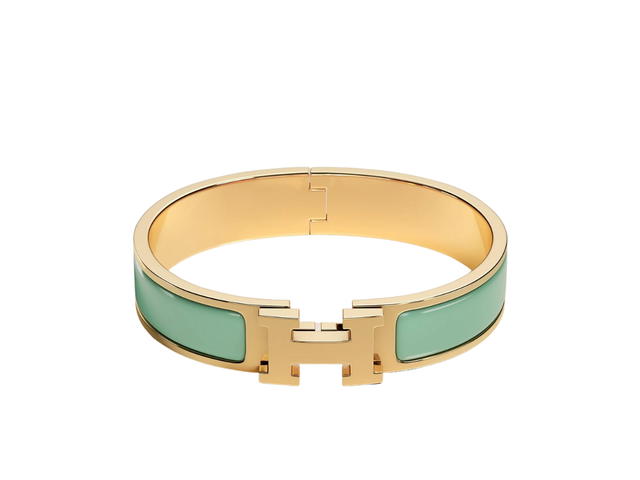 Hermes Hermes Clic H Bracelet In Enamel With Gold-Plated Hardware Aqua - view 1