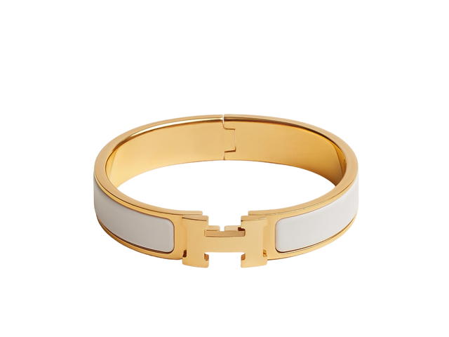 Hermes Hermes Clic H Bracelet In Enamel With Gold-Plated Hardware Blanc - view 1