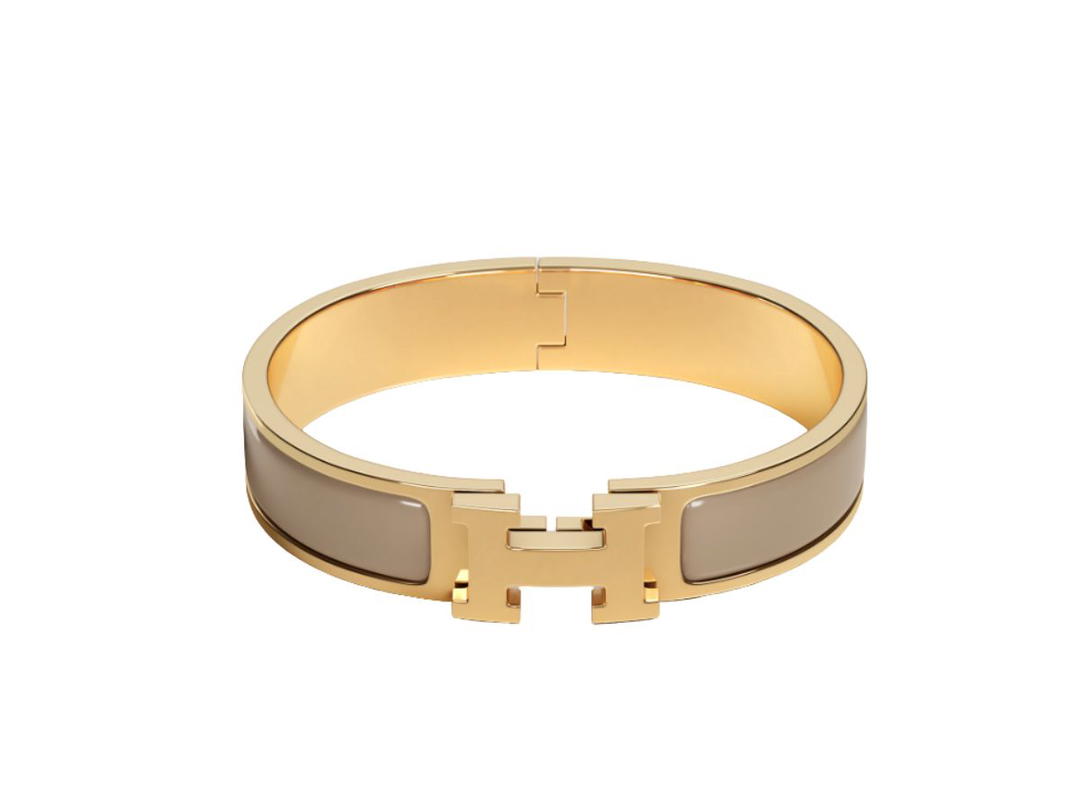 Hermes Hermes Clic H Bracelet In Enamel With Gold-Plated Hardware Marron Glace