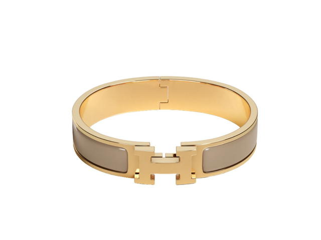 Hermes Hermes Clic H Bracelet In Enamel With Gold-Plated Hardware Marron Glace - view 1