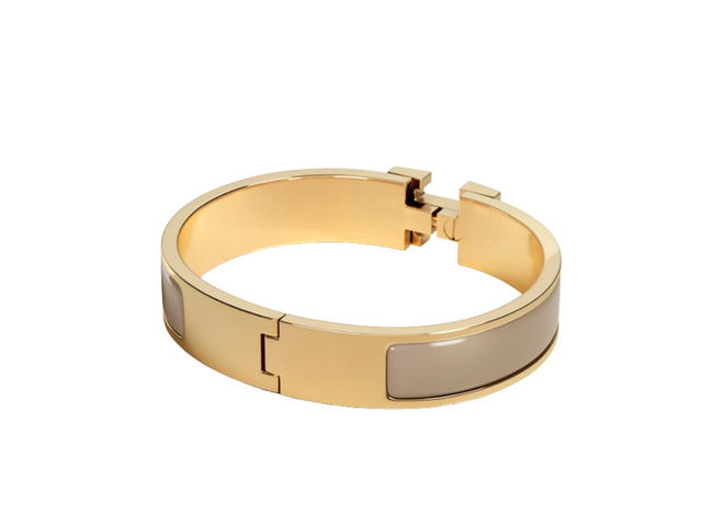 Hermes Hermes Clic H Bracelet In Enamel With Gold-Plated Hardware Marron Glace - view 2