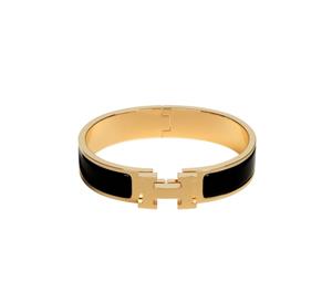 Buy Hermes Clic H Bracelet In Enamel With Gold-Plated Hardware Noir at Sasom – Authentic and Ready to Ship