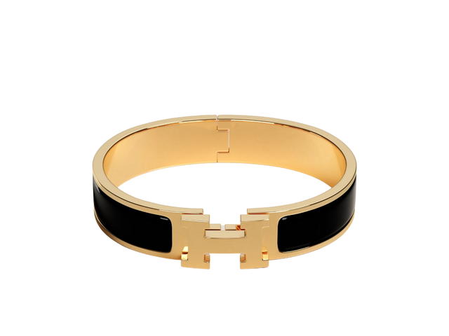 Hermes Hermes Clic H Bracelet In Enamel With Gold-Plated Hardware Noir - view 1