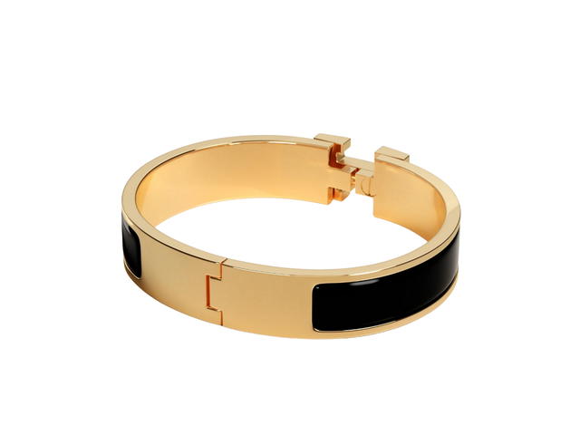 Hermes Hermes Clic H Bracelet In Enamel With Gold-Plated Hardware Noir - view 2