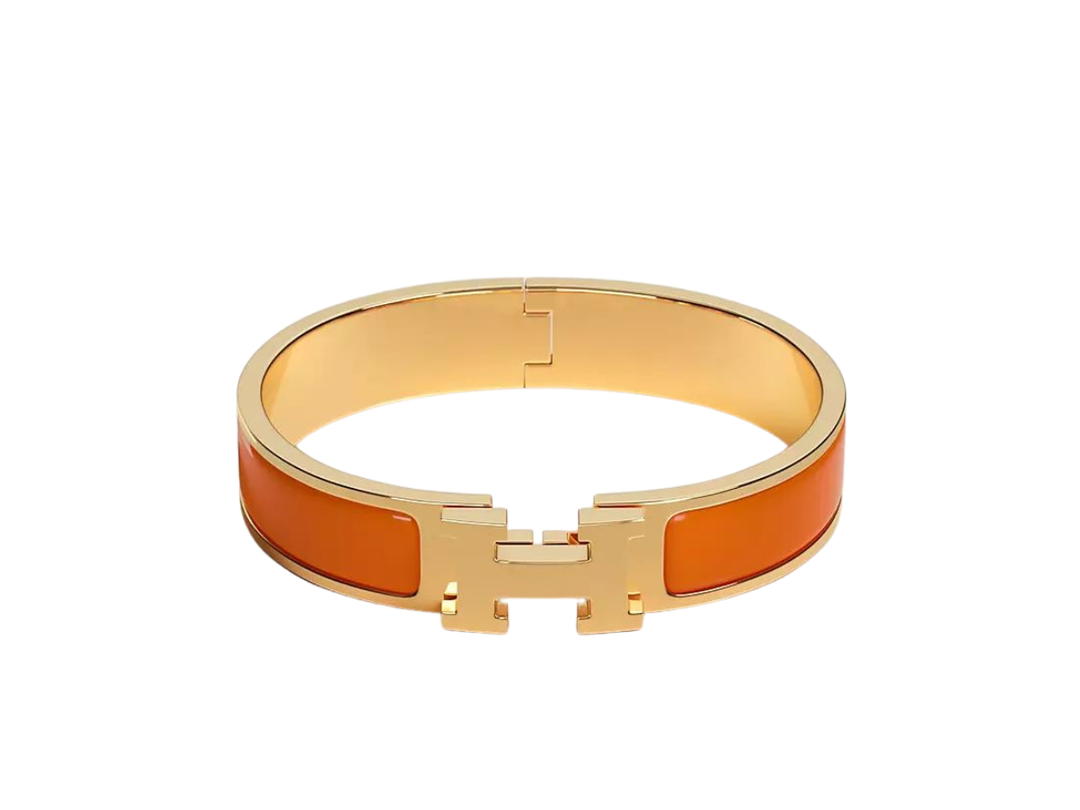 Hermes Hermes Clic H Bracelet In Enamel With Gold-Plated Hardware Orange