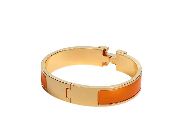 Hermes Hermes Clic H Bracelet In Enamel With Gold-Plated Hardware Orange - view 2