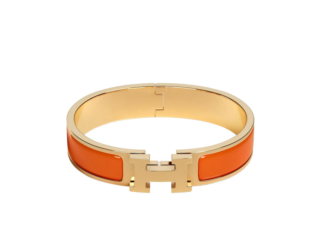 Hermes Hermes Clic H Bracelet In Enamel With Gold-Plated Hardware Orange Fruite