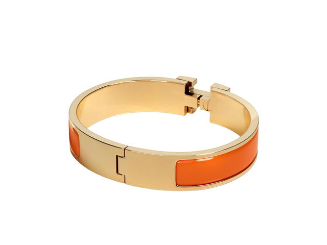 Hermes Hermes Clic H Bracelet In Enamel With Gold-Plated Hardware Orange Fruite - view 2