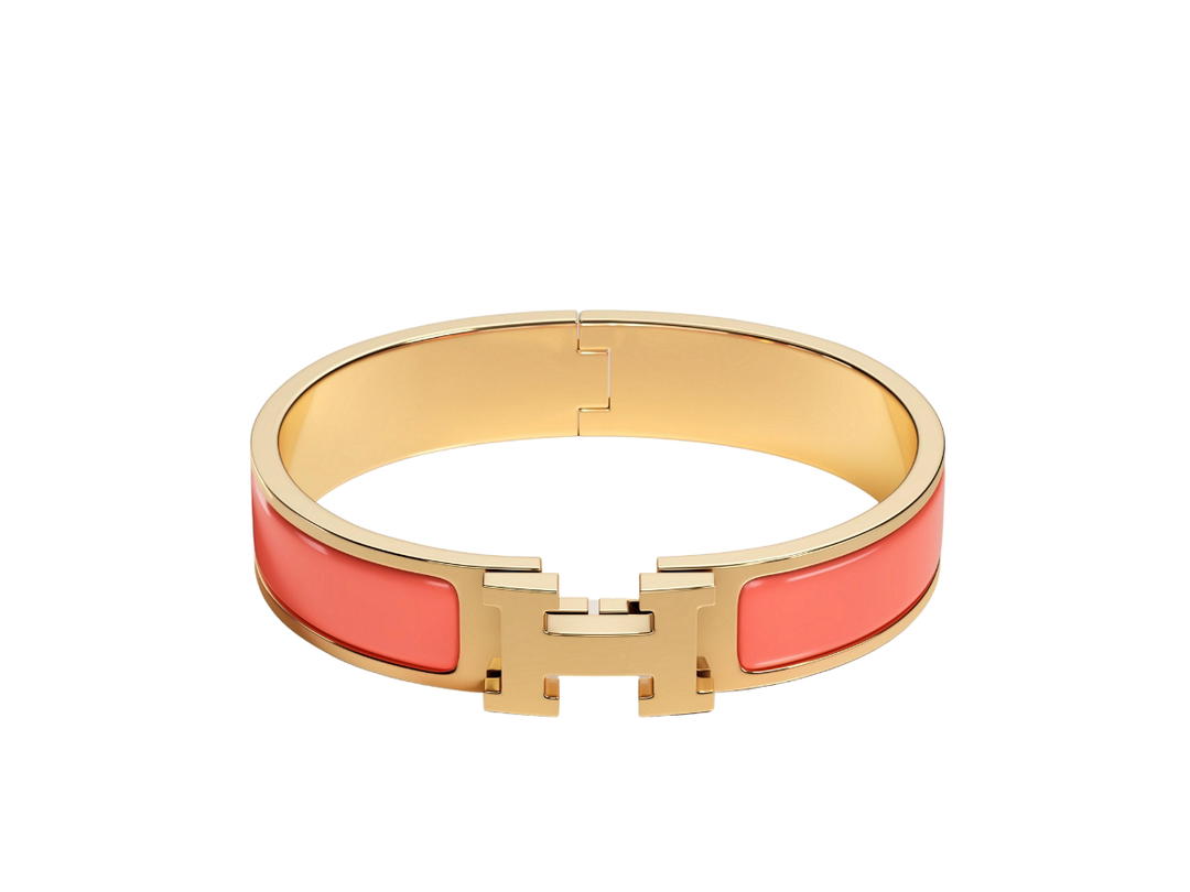 Hermes Hermes Clic H Bracelet In Enamel With Gold-Plated Hardware Papaye