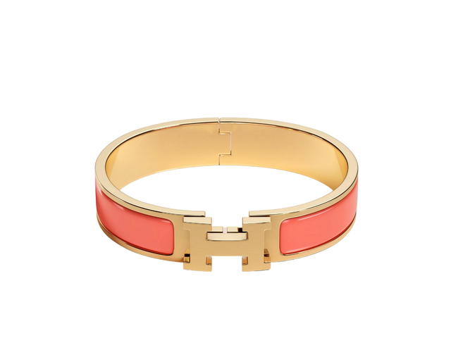 Hermes Hermes Clic H Bracelet In Enamel With Gold-Plated Hardware Papaye - view 1