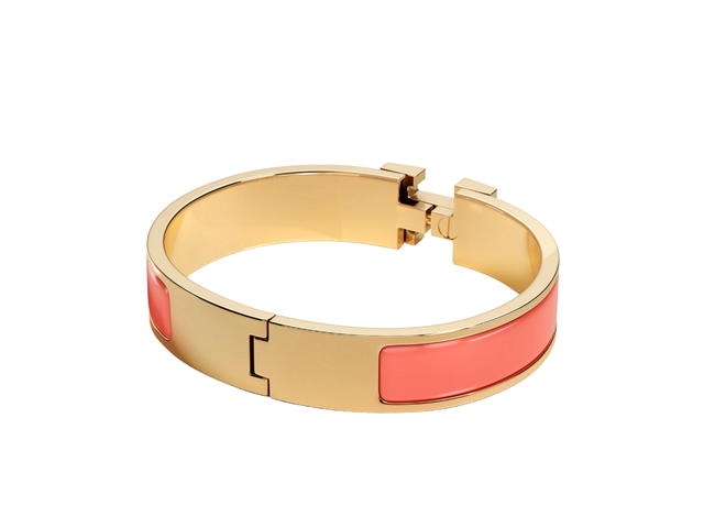 Hermes Hermes Clic H Bracelet In Enamel With Gold-Plated Hardware Papaye - view 2