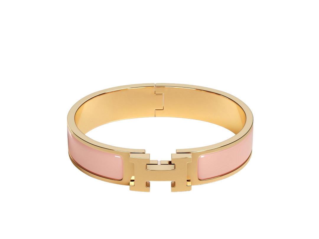 Hermes Hermes Clic H Bracelet In Enamel With Gold-Plated Hardware Rose Cadeur