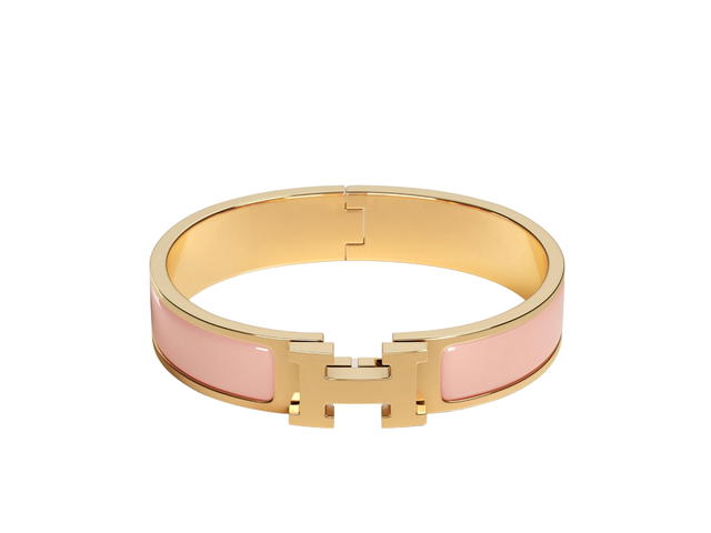 Hermes Hermes Clic H Bracelet In Enamel With Gold-Plated Hardware Rose Cadeur - view 1
