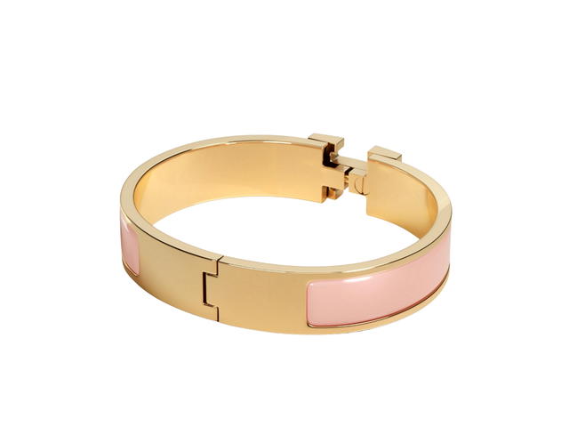 Hermes Hermes Clic H Bracelet In Enamel With Gold-Plated Hardware Rose Cadeur - view 2