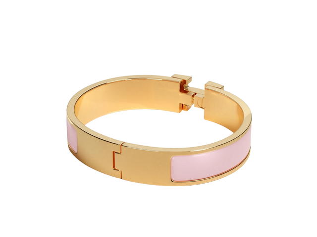 Hermes Hermes Clic H Bracelet In Enamel With Gold-Plated Hardware Rose Dragee - view 2