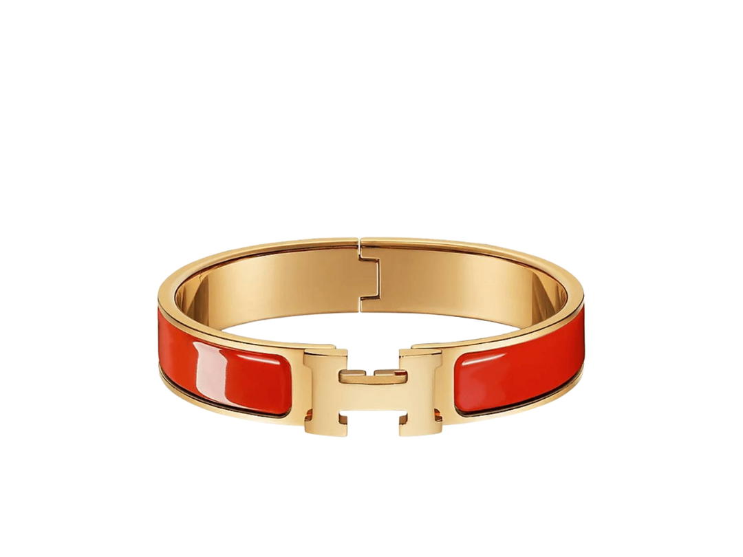 Hermes Hermes Clic H Bracelet In Enamel With Gold-Plated Hardware Rouge Vif