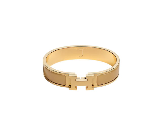 Hermes Hermes Clic H Bracelet In Enamel With Gold-Plated Hardware Sable - view 1