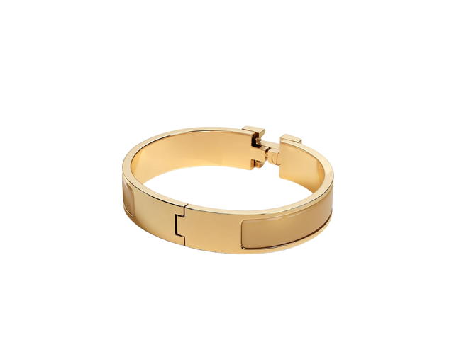 Hermes Hermes Clic H Bracelet In Enamel With Gold-Plated Hardware Sable - view 2