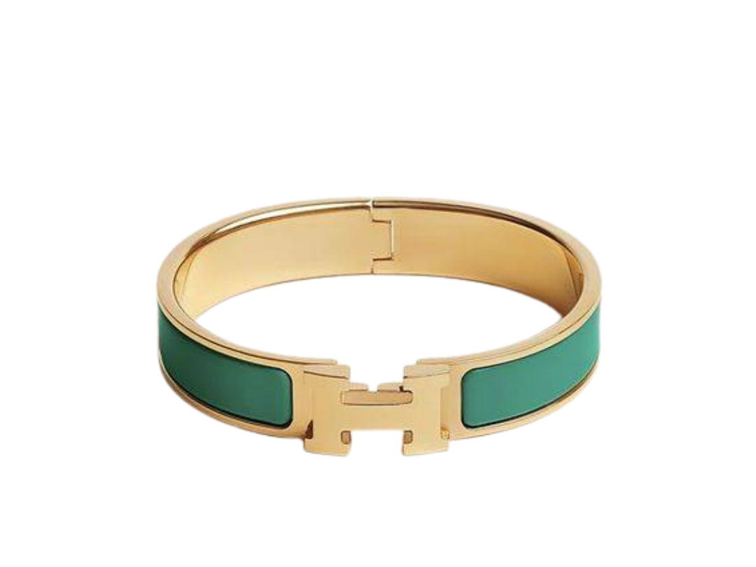 Hermes Hermes Clic H Bracelet In Enamel With Gold-Plated Hardware Vert Flamboyant