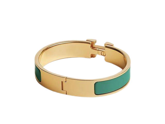 Hermes Hermes Clic H Bracelet In Enamel With Gold-Plated Hardware Vert Flamboyant - view 2