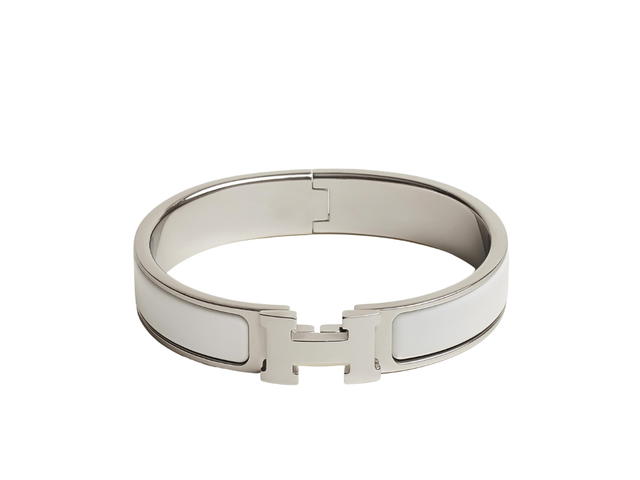Hermes Hermes Clic H Bracelet In Enamel With Palladium-Plated Hardware Blanc - view 1