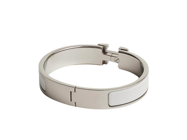 Hermes Hermes Clic H Bracelet In Enamel With Palladium-Plated Hardware Blanc - view 2