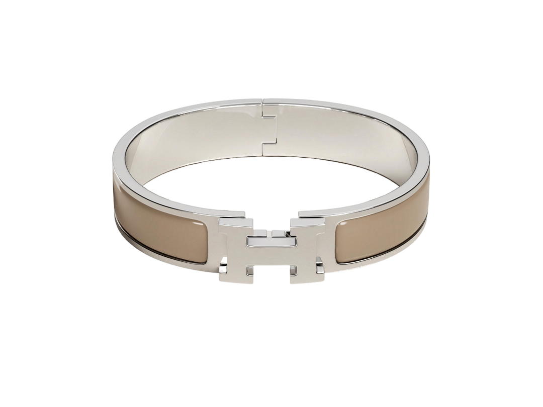 Hermes Hermes Clic H Bracelet In Enamel With Palladium-Plated Hardware Marron Glace