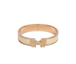 Buy Hermes Clic H Bracelet In Enamel With Rose Gold-Plated Hardware Creme at Sasom – Authentic and Ready to Ship