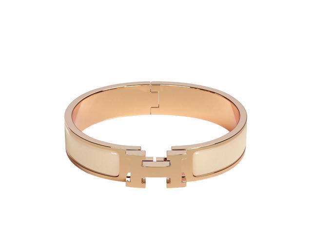 Hermes Hermes Clic H Bracelet In Enamel With Rose Gold-Plated Hardware Creme - view 1