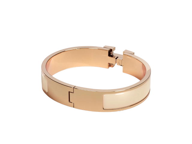 Hermes Hermes Clic H Bracelet In Enamel With Rose Gold-Plated Hardware Creme - view 2
