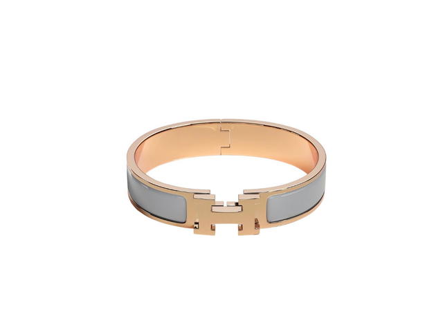Hermes Hermes Clic H Bracelet In Enamel With Rose Gold-Plated Hardware Gris - view 1