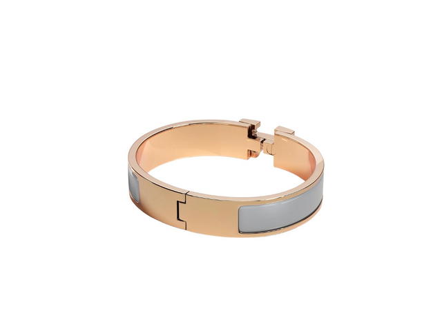 Hermes Hermes Clic H Bracelet In Enamel With Rose Gold-Plated Hardware Gris - view 2