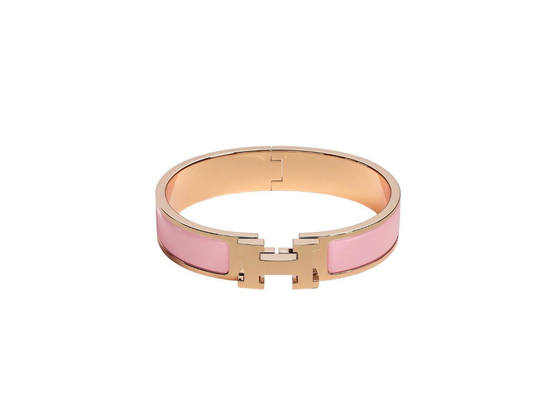 Hermes Hermes Clic H Bracelet In Enamel With Rose Gold-Plated Hardware Rose Delirium