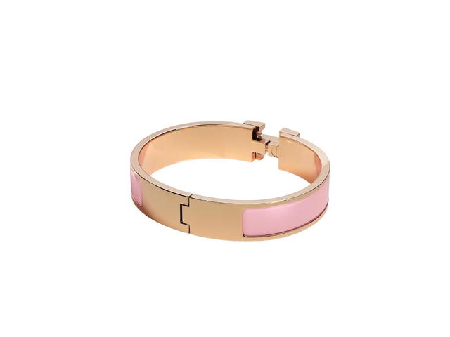 Hermes Hermes Clic H Bracelet In Enamel With Rose Gold-Plated Hardware Rose Delirium - view 2