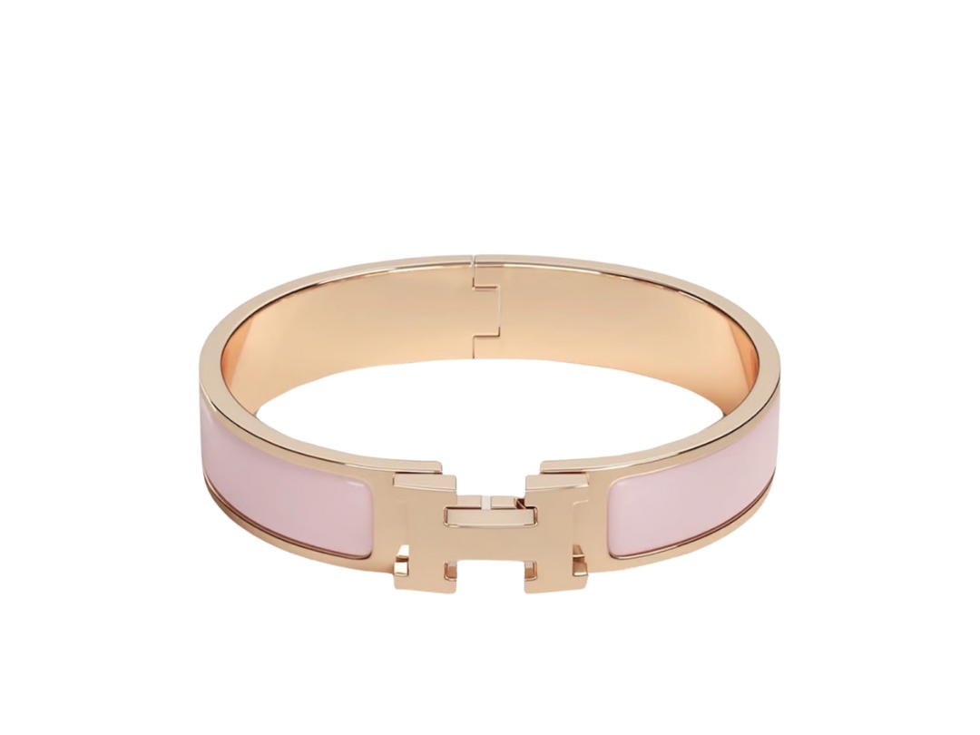 Hermes Hermes Clic H Bracelet In Enamel With Rose Gold-Plated Hardware Rose Dragee