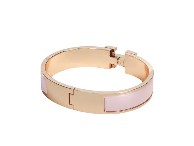 Hermes Hermes Clic H Bracelet In Enamel With Rose Gold-Plated Hardware Rose Dragee - view 2