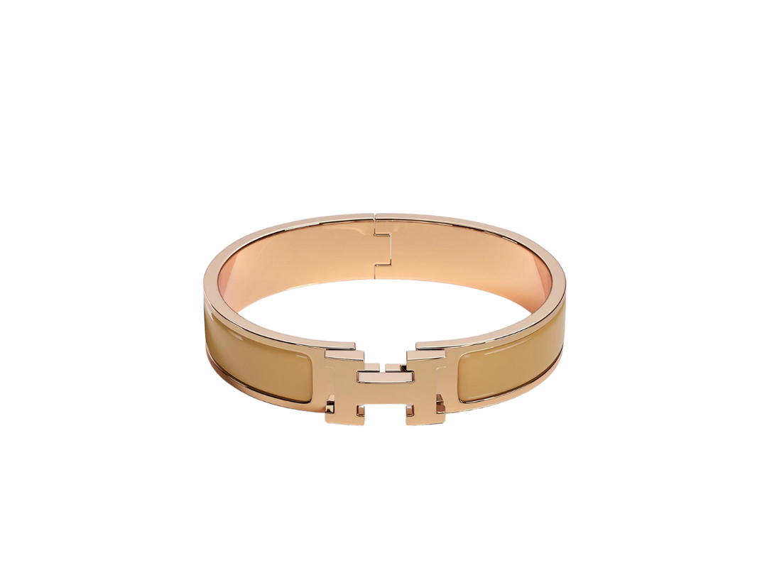 Hermes Hermes Clic H Bracelet In Enamel With Rose Gold-Plated Hardware Sable