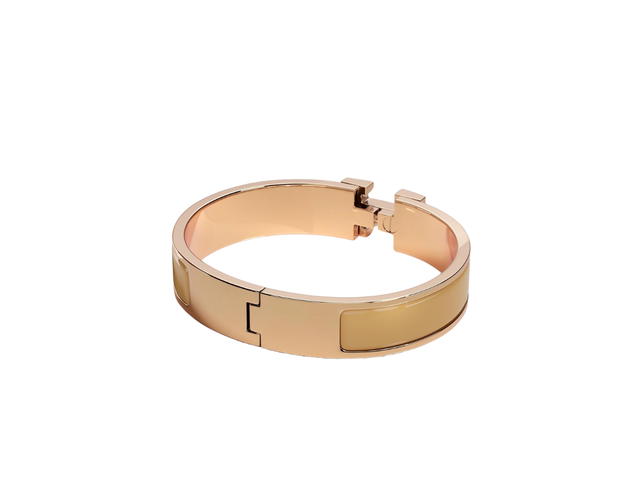 Hermes Hermes Clic H Bracelet In Enamel With Rose Gold-Plated Hardware Sable - view 2