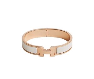 Buy Hermes Clic H Narrow Bracelet In Enamel With Rose Gold-Plated Hardware Blanc at Sasom – Authentic and Ready to Ship