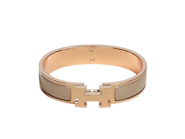 Hermes Hermes Clic H Narrow Bracelet In Enamel With Rose Gold-Plated Hardware Marron Glace - view 1