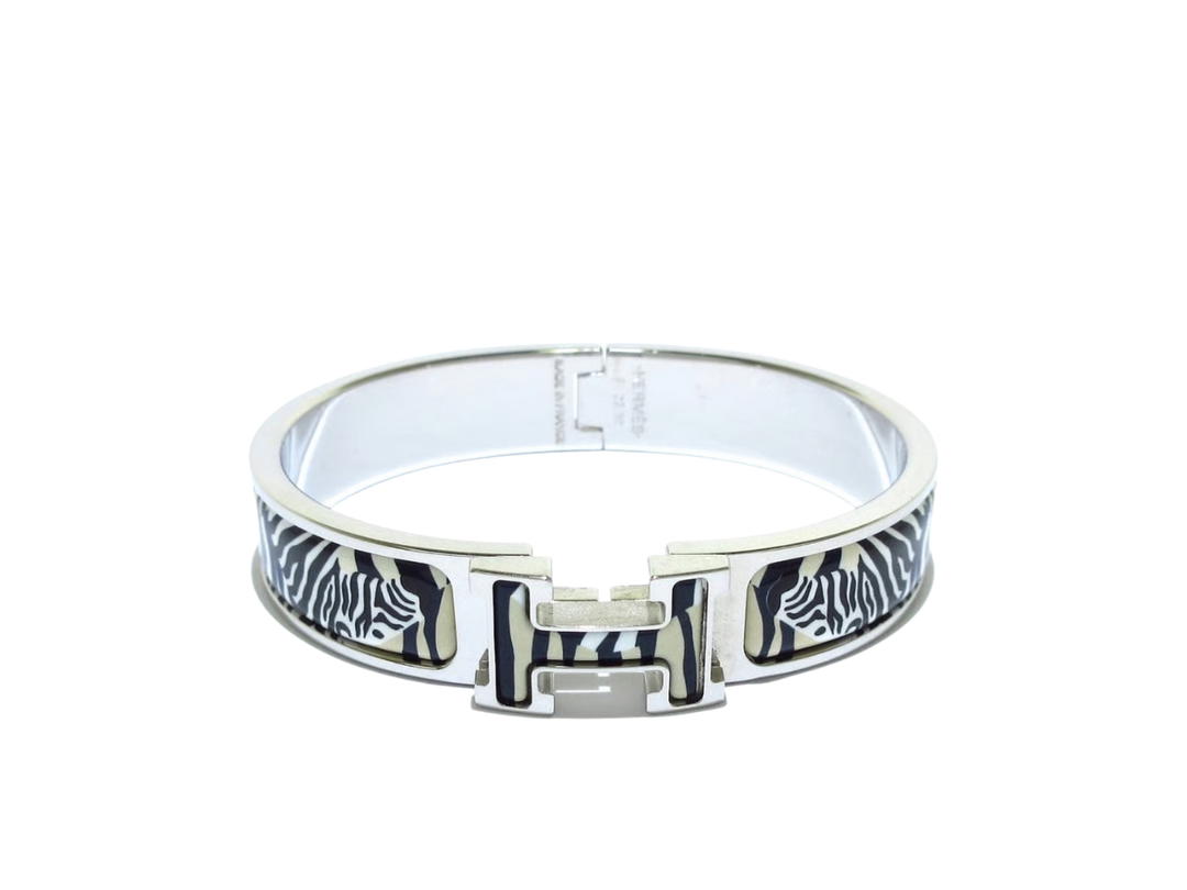 Hermes Hermes Clic H Zebres De Tanzania Bracelet In Zebres De Tanzania Printed Enamel With Palladium-Plated Hardware