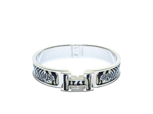 Hermes Hermes Clic H Zebres De Tanzania Bracelet In Zebres De Tanzania Printed Enamel With Palladium-Plated Hardware - view 1